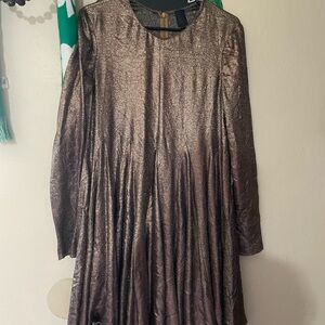 Vera Wang Long Sleeve Metallic Dress